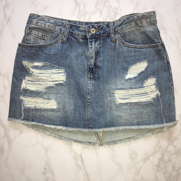 Denim distressed mini skirt - Picture 4 of 4